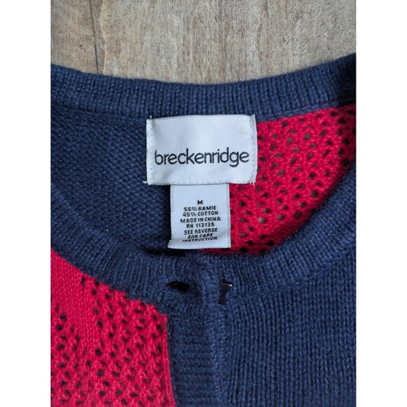 Breckenridge Cardigan Sweater Women's Medium Color Block Festive Stars July 4th - Picture 2 of 7